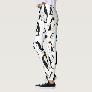 Penguiner, svart och vit mönster leggings
