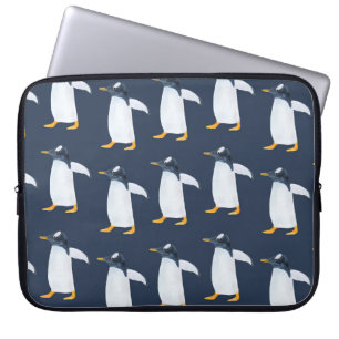 Penguiner: Vattenfärg med liten Mörk Laptop Fodral
