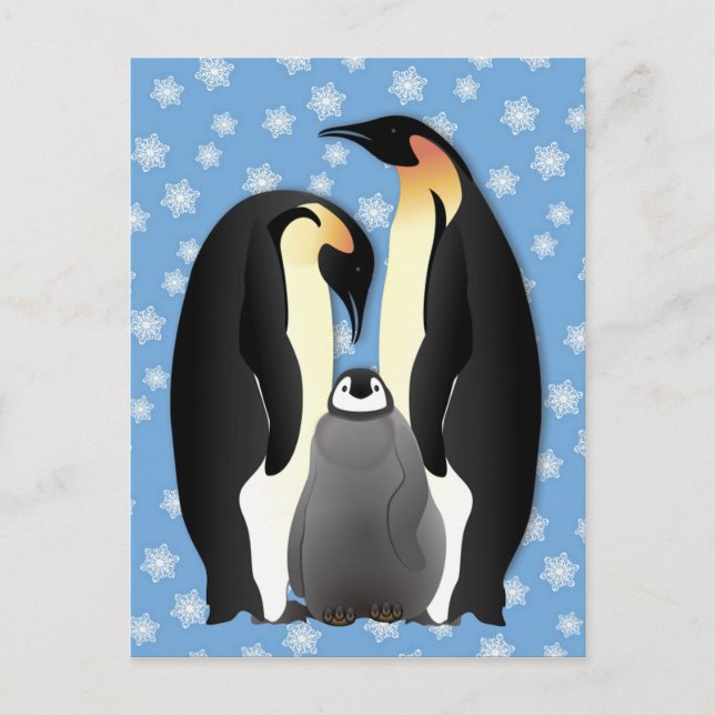 penguinfamilj vykort (Framsida)