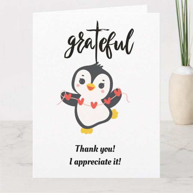 PENGUINKORT FÖR tack/GRATEFUL Tack Kort (Framsida)