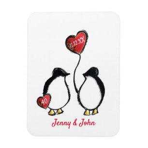 Penguins 40:e ruby bröllop-årsdag magnet