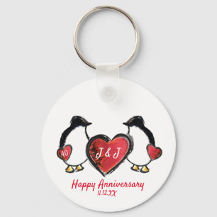 Penguins 40:e ruby bröllop-årsdag nyckelring