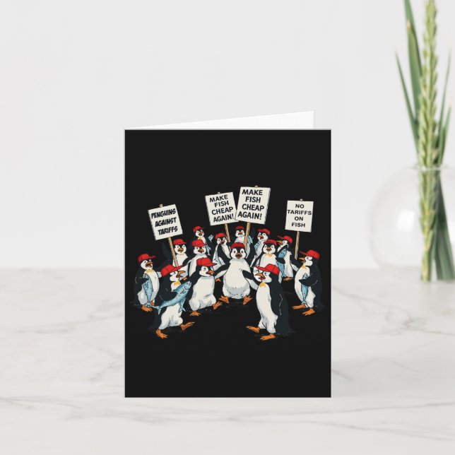 Penguins Against Tariff Funny Penguin Anti-Tariff Kort (Framsida)