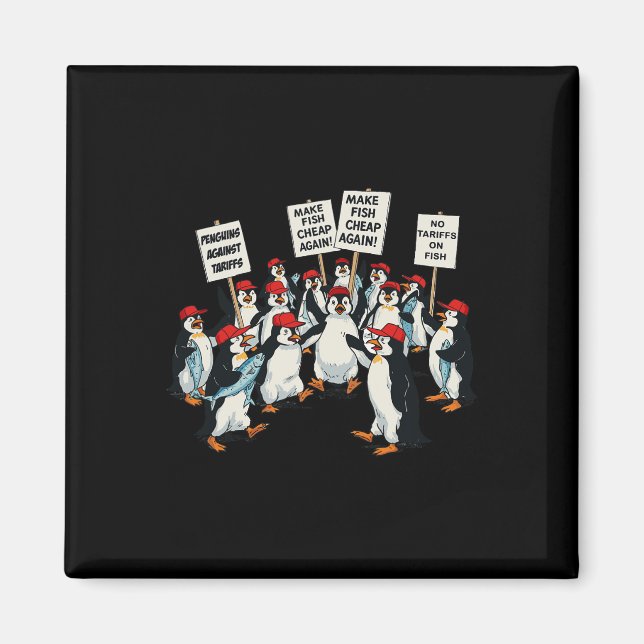 Penguins Against Tariff Funny Penguin Anti-Tariff Magnet (Framsidan)