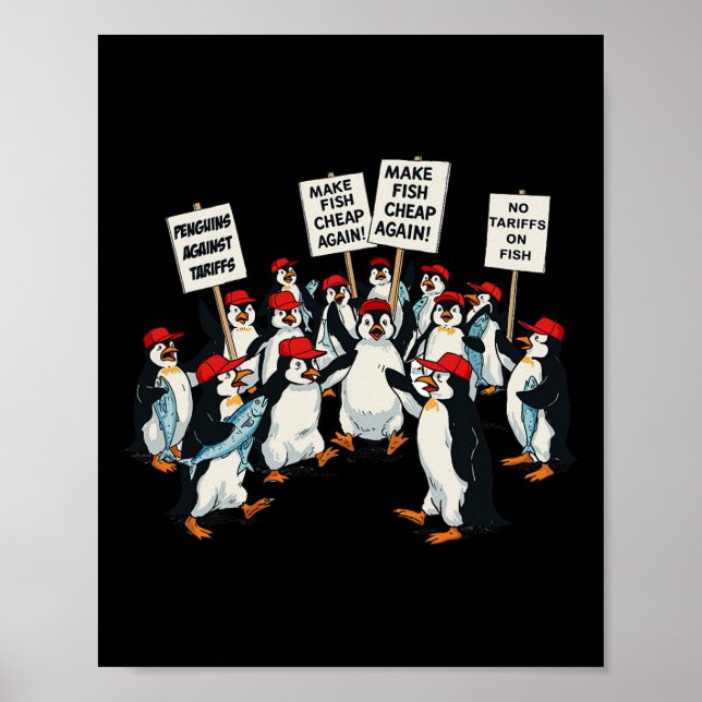 Penguins Against Tariff Funny Penguin Anti-Tariff Poster (Framsidan)