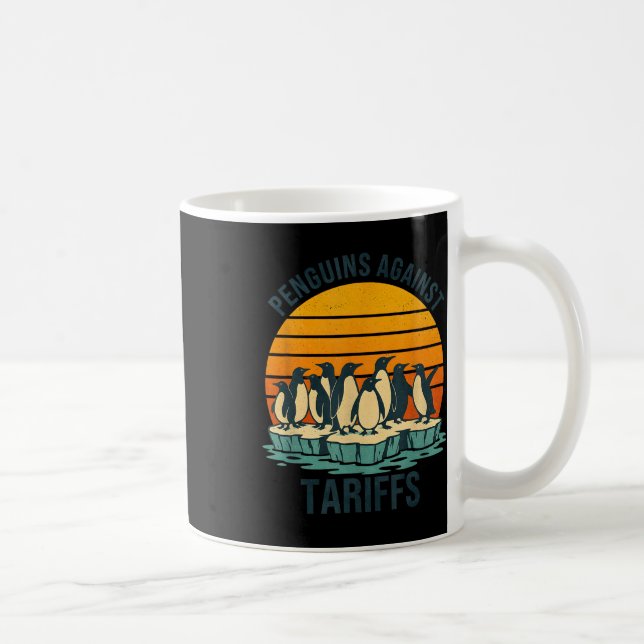 Penguins against Tariffs Anti Tariffs Funny Pengui Kaffemugg (Höger)