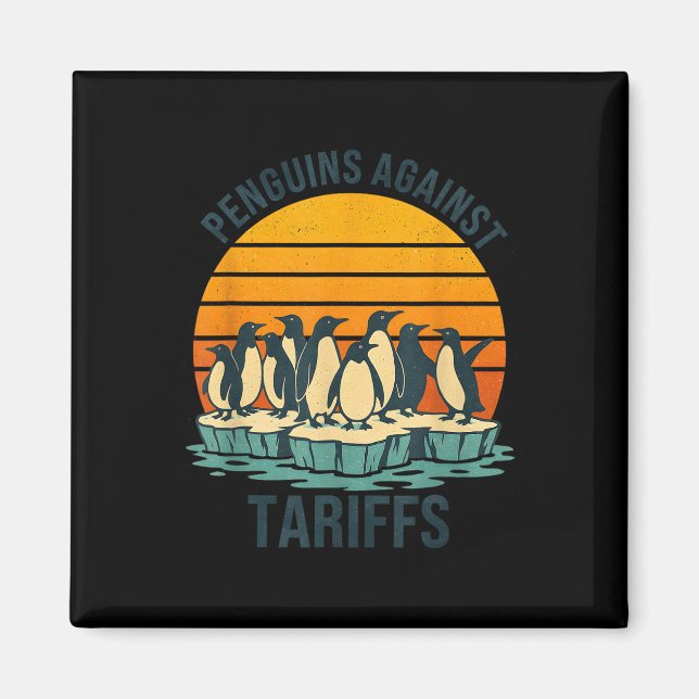 Penguins against Tariffs Anti Tariffs Funny Pengui Magnet (Framsidan)