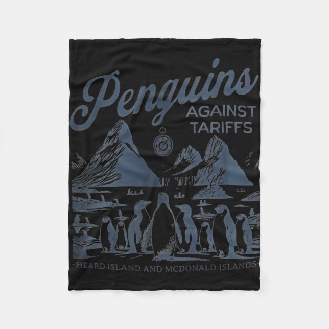 Penguins against Tariffs Heard Island Funny Trump Fleecefilt (Framsidan)