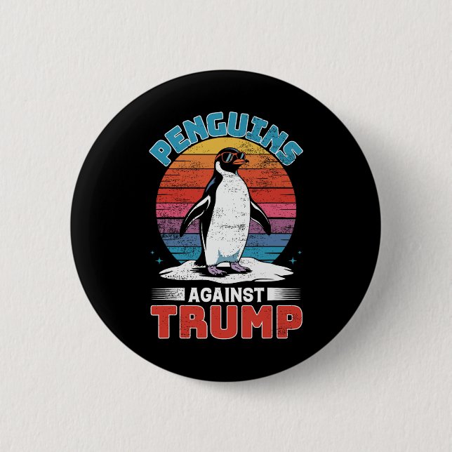 Penguins against Trump Penguin Flippers Up AntiTR Knapp (Framsida)