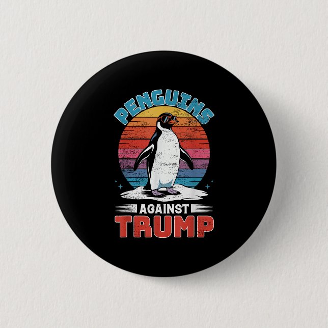 Penguins against Trump Penguin Flippers Up AntiTR Knapp (Framsida)