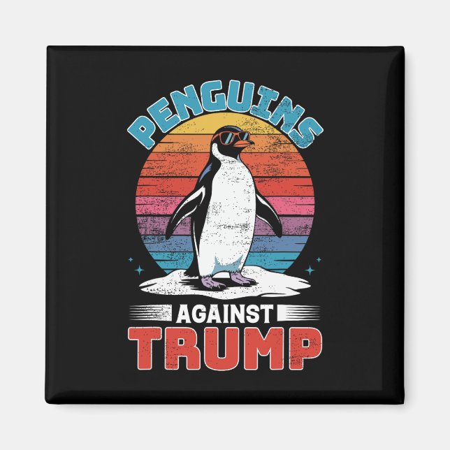 Penguins against Trump Penguin Flippers Up AntiTR Magnet (Framsidan)