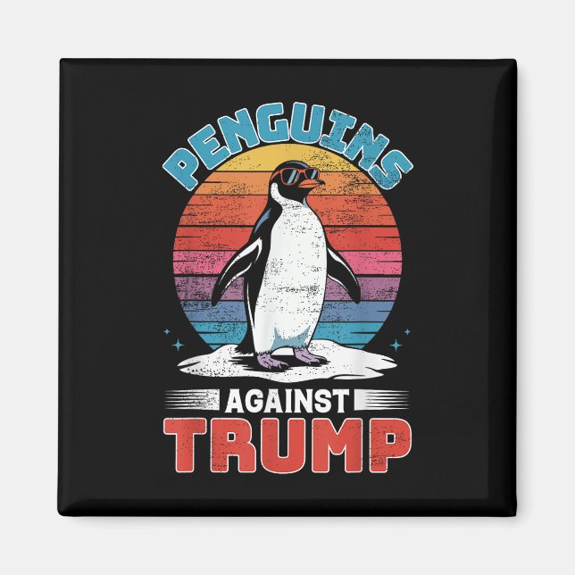 Penguins against Trump Penguin Flippers Up AntiTR Magnet (Framsidan)