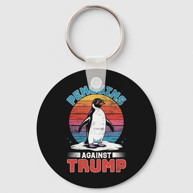 Penguins against Trump Penguin Flippers Up AntiTR Nyckelring (Framsida)