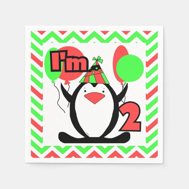 Penguins andra födelsedag Pappra blöjor Pappersservett (Framsidan)