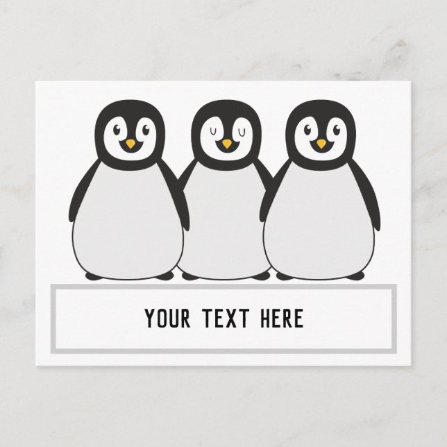 Penguins Anpassningsbar Text Message Vykort (Framsida)