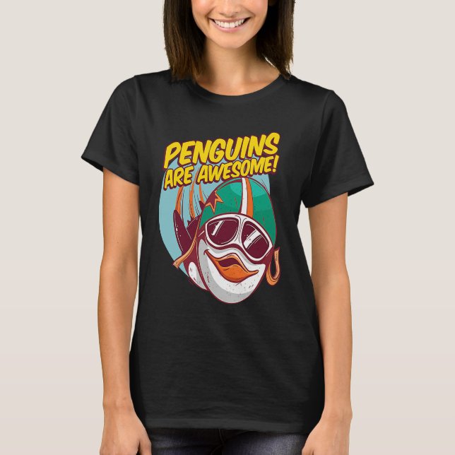 Penguins Are Awesome Penguins Polar Animals T Shirt (Framsida)