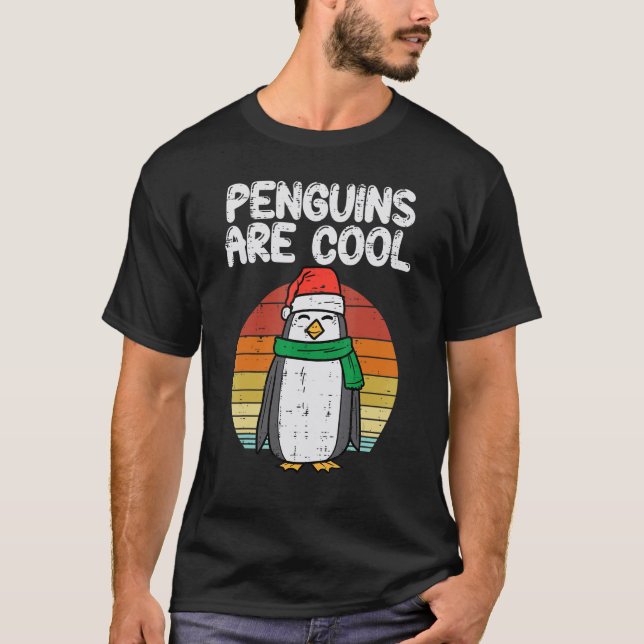 Penguins Are Cool  Animal Christmas Xmas Men Women T Shirt (Framsida)