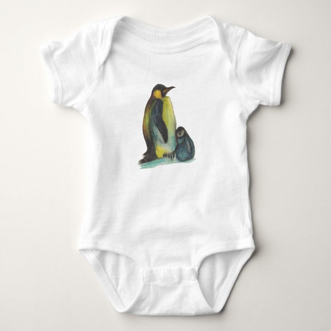 Penguins Baby Jersey Bodydräkt, vit T-shirt (Framsida)
