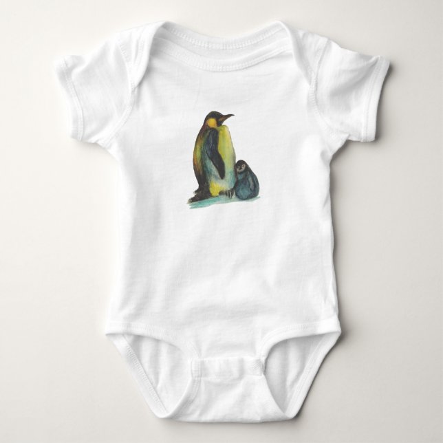 Penguins Baby Jersey Bodydräkt, vit Tröja (Framsida)