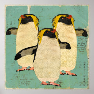 Penguins Blue Lagoon Art Poster