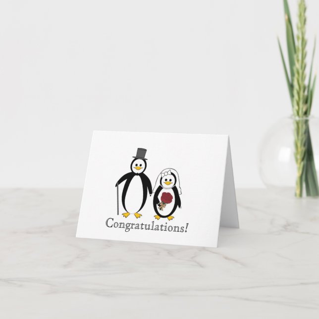 Penguins bröllop-årsdag kort (Framsida)