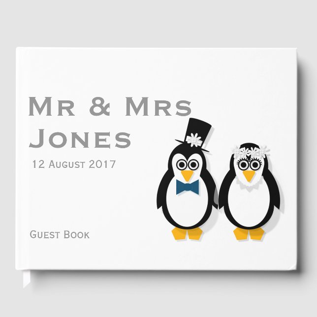 Penguins Bröllop Guest Bok (Anpassadet) (Framsida)