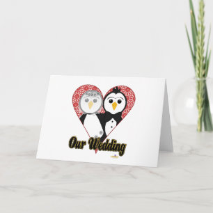Penguins Bröllop Snöre Heart Vår Bröllop Kort