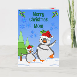 Penguins Christmas Folded Greeting Card Kort