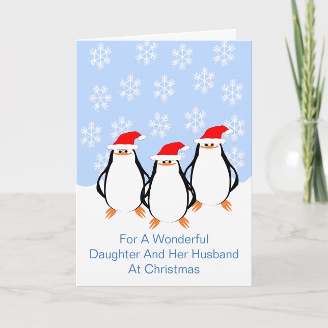 Penguins Dotter Make jul Helgkort (Framsida)