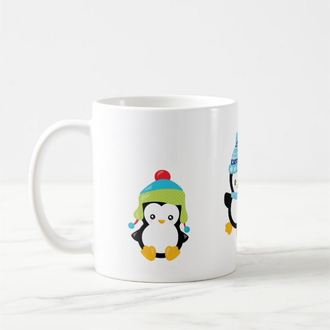 Penguins, färgad för vinter kaffemugg (Vänster)