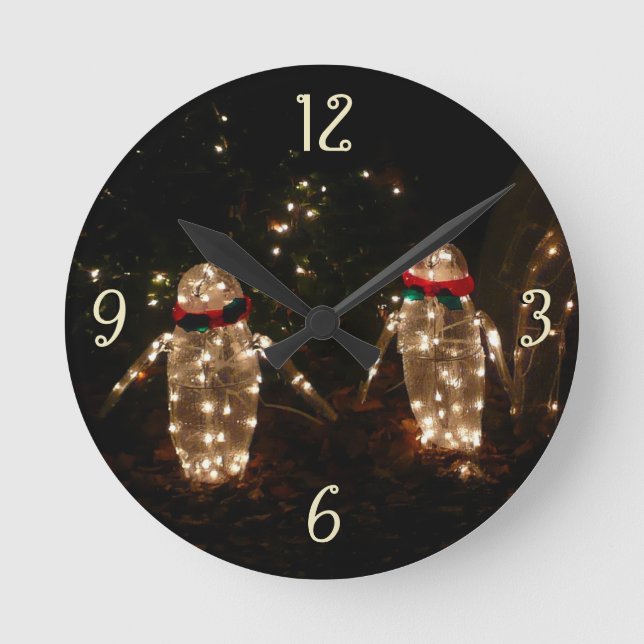 Penguins Helgdag Light-Visning Rund Klocka (Framsida)