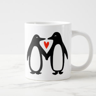 Penguins Holding Händer Cute Couple Jumbo Mugg