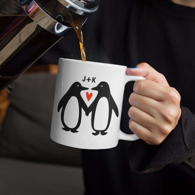 Penguins Holding Händer Cute lite Anpassningsbar I Kaffemugg (Skapare uppladdad)