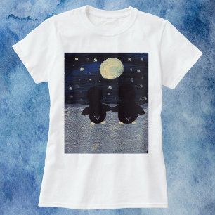 Penguins Holding Händer i Snö av Moonlight T Shirt