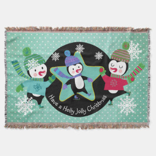 Penguins Holly Jolly jul Helgdag Throw Filt