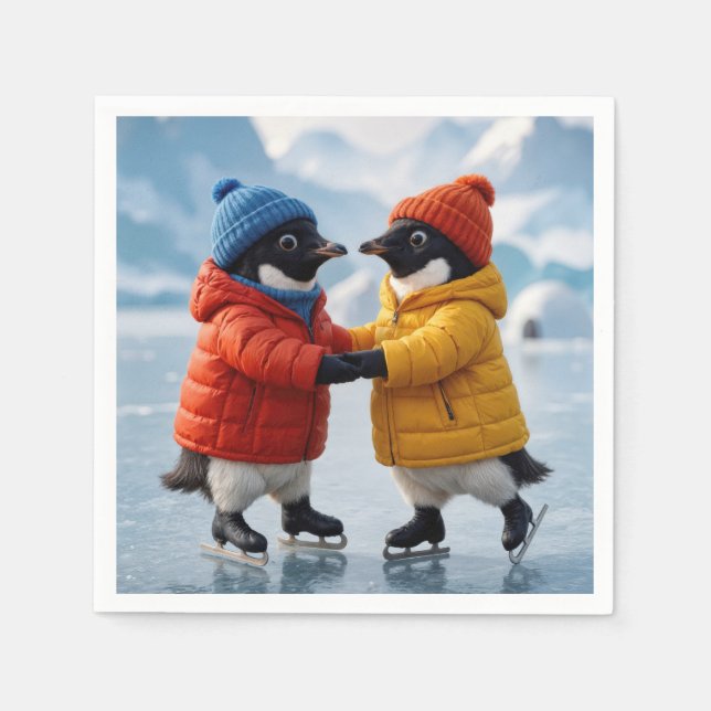 Penguins Ice Skating  Pappersservett (Framsidan)