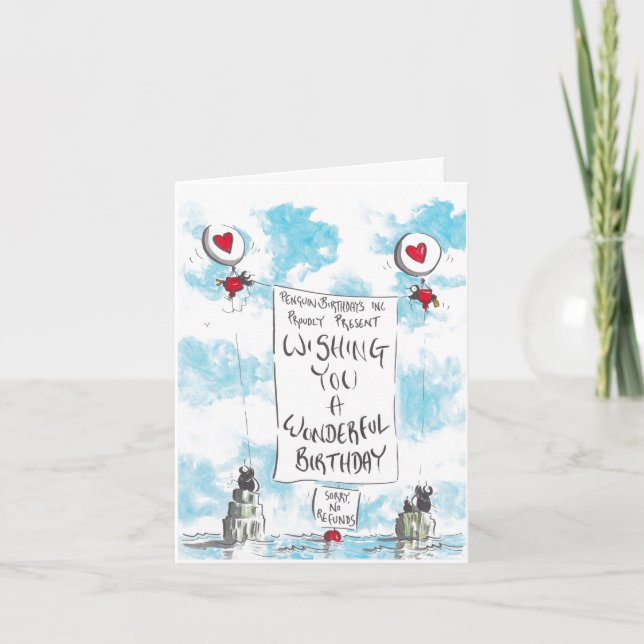 Penguins Inc Birthday Card Helgkort (Framsida)