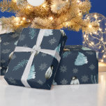 Penguins jul Mönster Presentpapper<br><div class="desc">Vattenfärgad penguin mönster-julomslag papper från Ricaso</div>