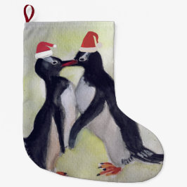 Penguins Kiss Stor Julstrumpa