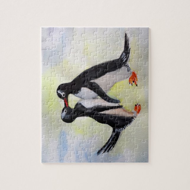 Penguins Kiss Teckning Puzzle Pussel (Vertikal)