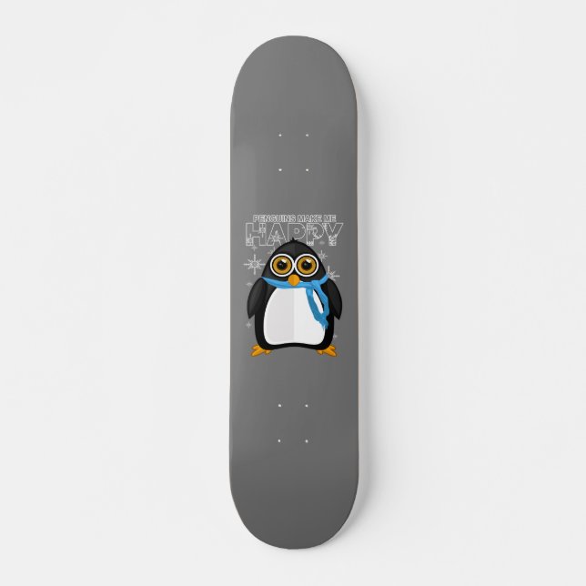 Penguins Make Me Happy Mini Skateboard Bräda 18,5 Cm (Framsida)