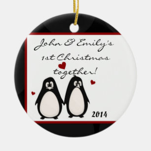 Penguins Mate for Life Personlig Namn Ornament