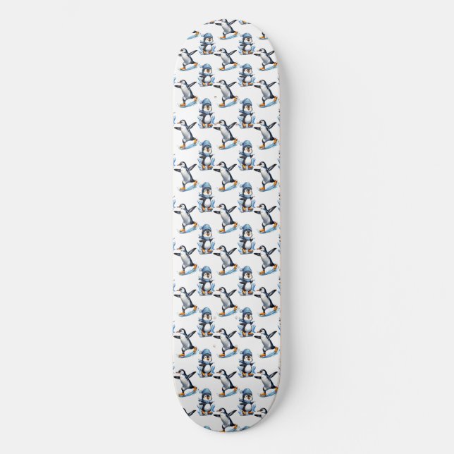 Penguins Mönster Design Mini Skateboard Bräda 18,5 Cm (Framsida)