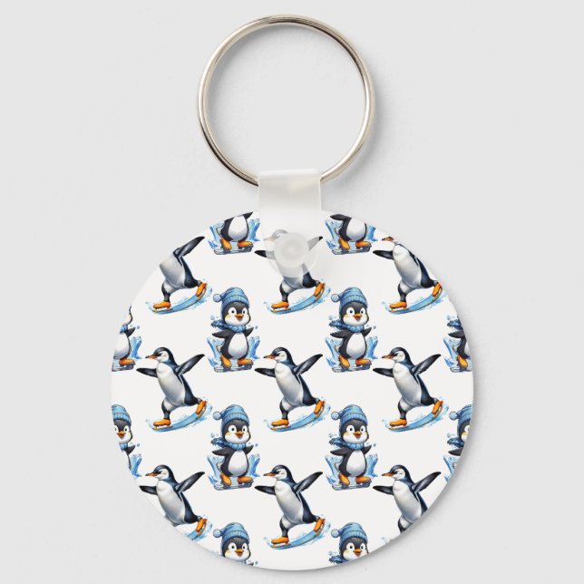 Penguins Mönster Design Nyckelring (Framsida)