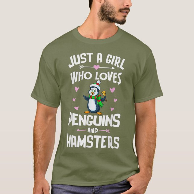 Penguins och Hamsters Shirt Gift Girls Kvinnor T (Framsida)