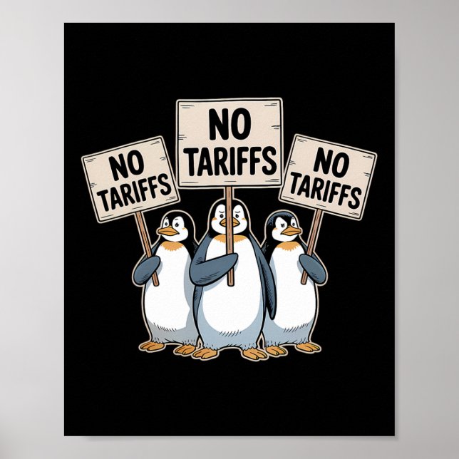 Penguins Protest Against Trump Tariffs Funny Pengu Poster (Framsidan)