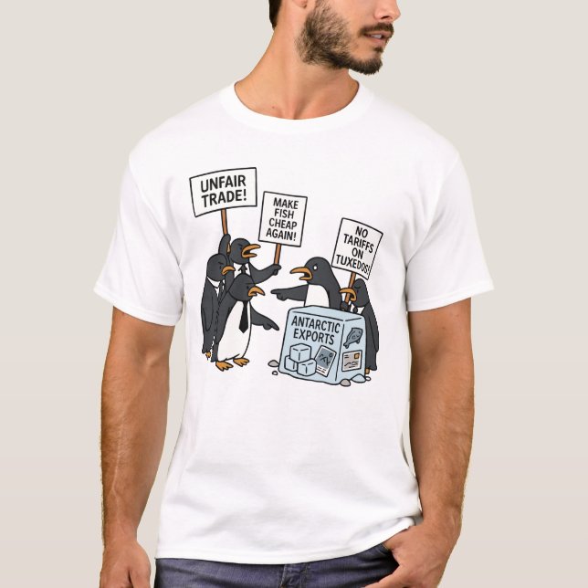 Penguins protest mot Tariffs Funny Penguin T Shirt (Framsida)