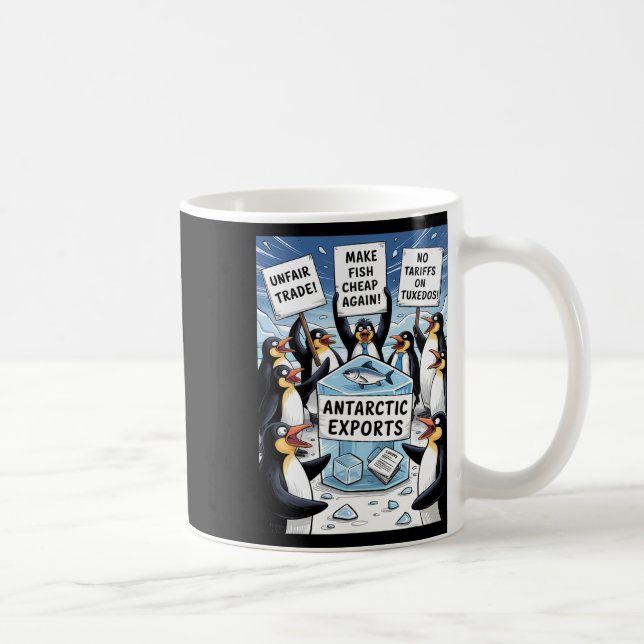 Penguins protest mot trumpetarifferna Funny Pengu Kaffemugg (Höger)