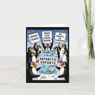 Penguins protest mot trumpetarifferna Funny Pengu Kort