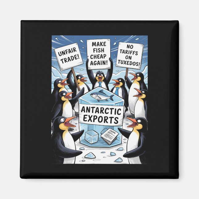 Penguins protest mot trumpetarifferna Funny Pengu Magnet (Framsidan)